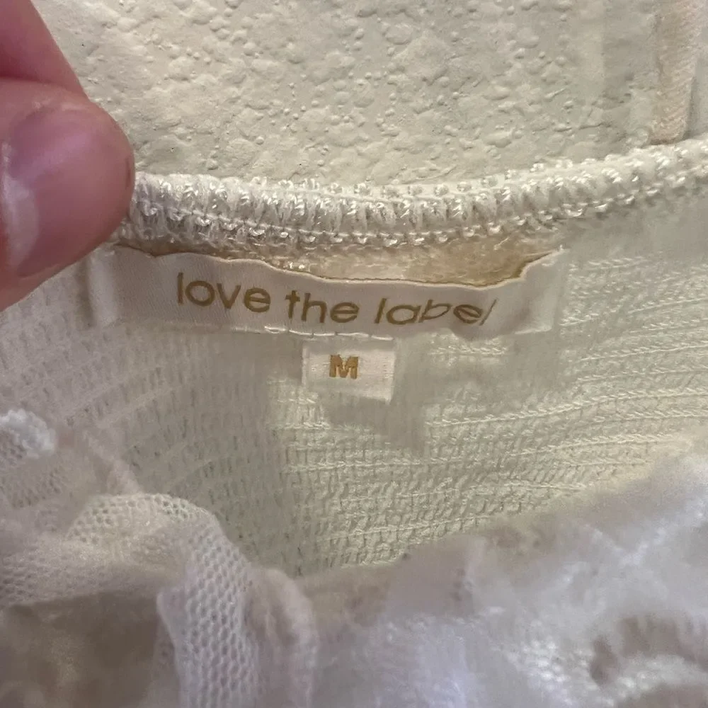 Love The Label Mae Dress White Lace Mini Size M NWOT Revolve Smocked - Picture 4 of 6